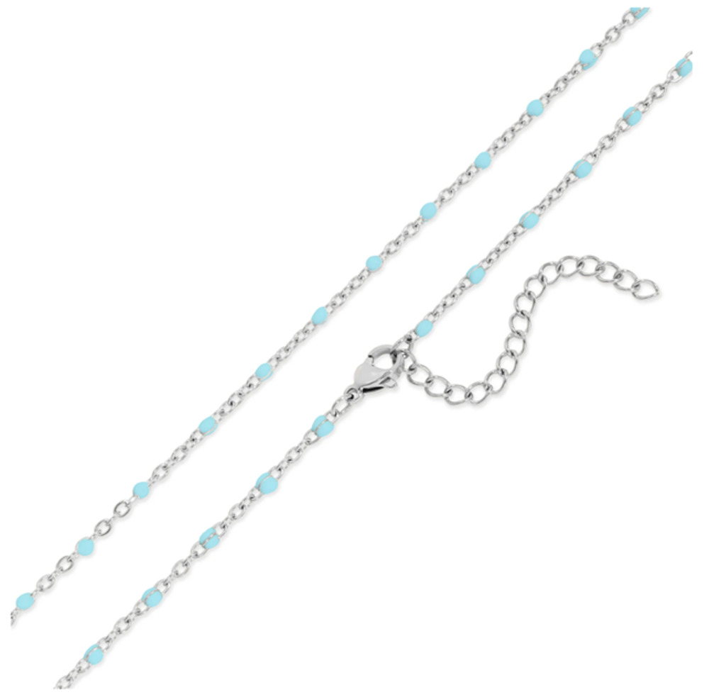Stainless Steel Turquoise Bead Chain Necklace Nickle Free Dainty Bohemian